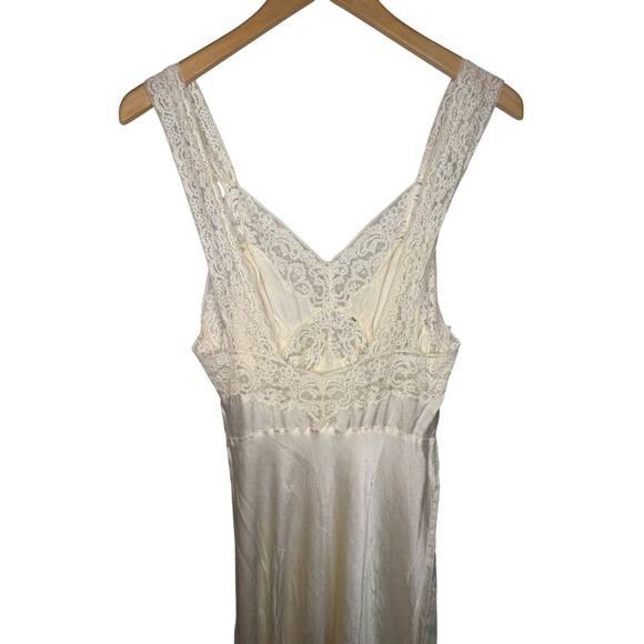 Vintage Fischer Pure Silk Lace Nightgown Slip Dress S/M? Ivory Lingerie Bridal - Picture 4 of 8